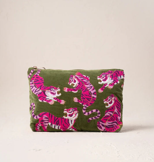 Elizabeth Scarlett Wild Tiger Everyday Pouch - Fern Green