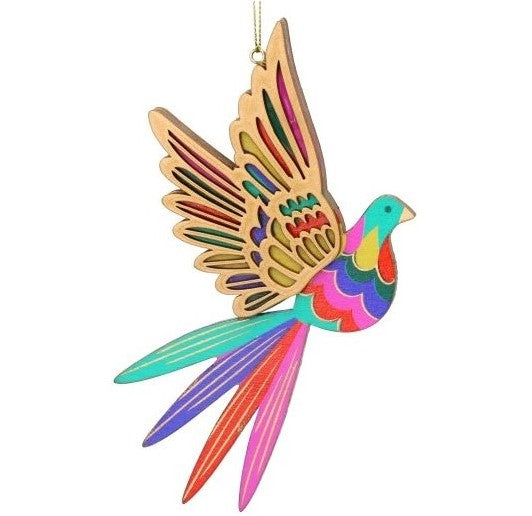 Wood Rainbow Bird Decoration