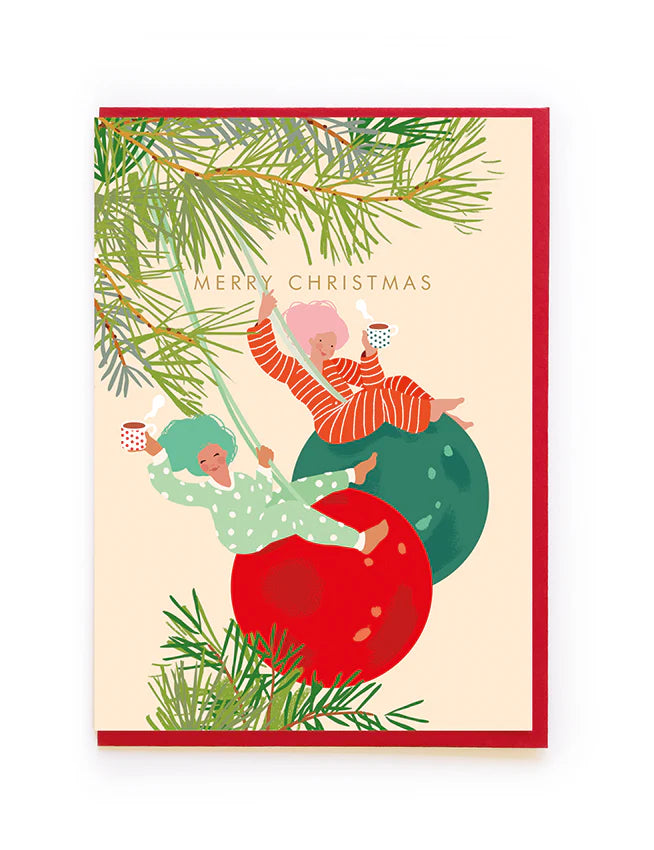 Bauble Girls Christmas Card - Pack of 5