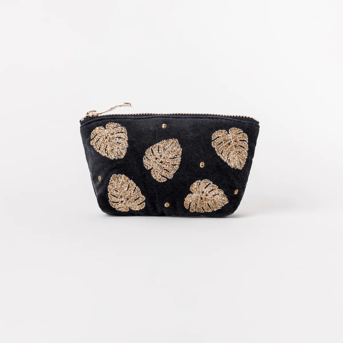 Elizabeth Scarlett Gold Jungle Leaf Coin Purse - Charcoal