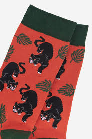 Sock Talk Men's Rust Panther Print Bamboo Socks