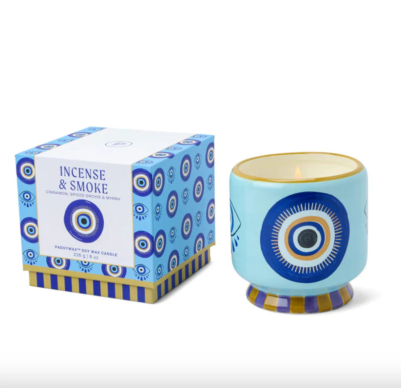 Paddywax Evil Eye Soy Wax Candle - Incense & Smoke