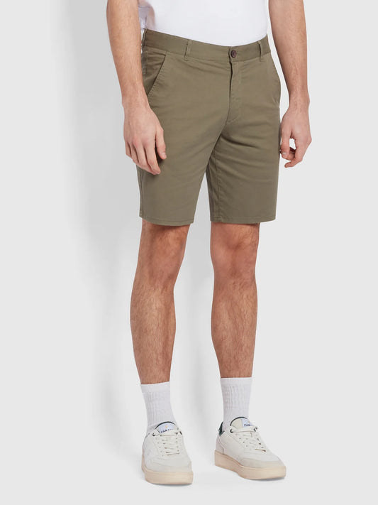 Farah Hawk Organic Cotton Chino Shorts - Vintage Green