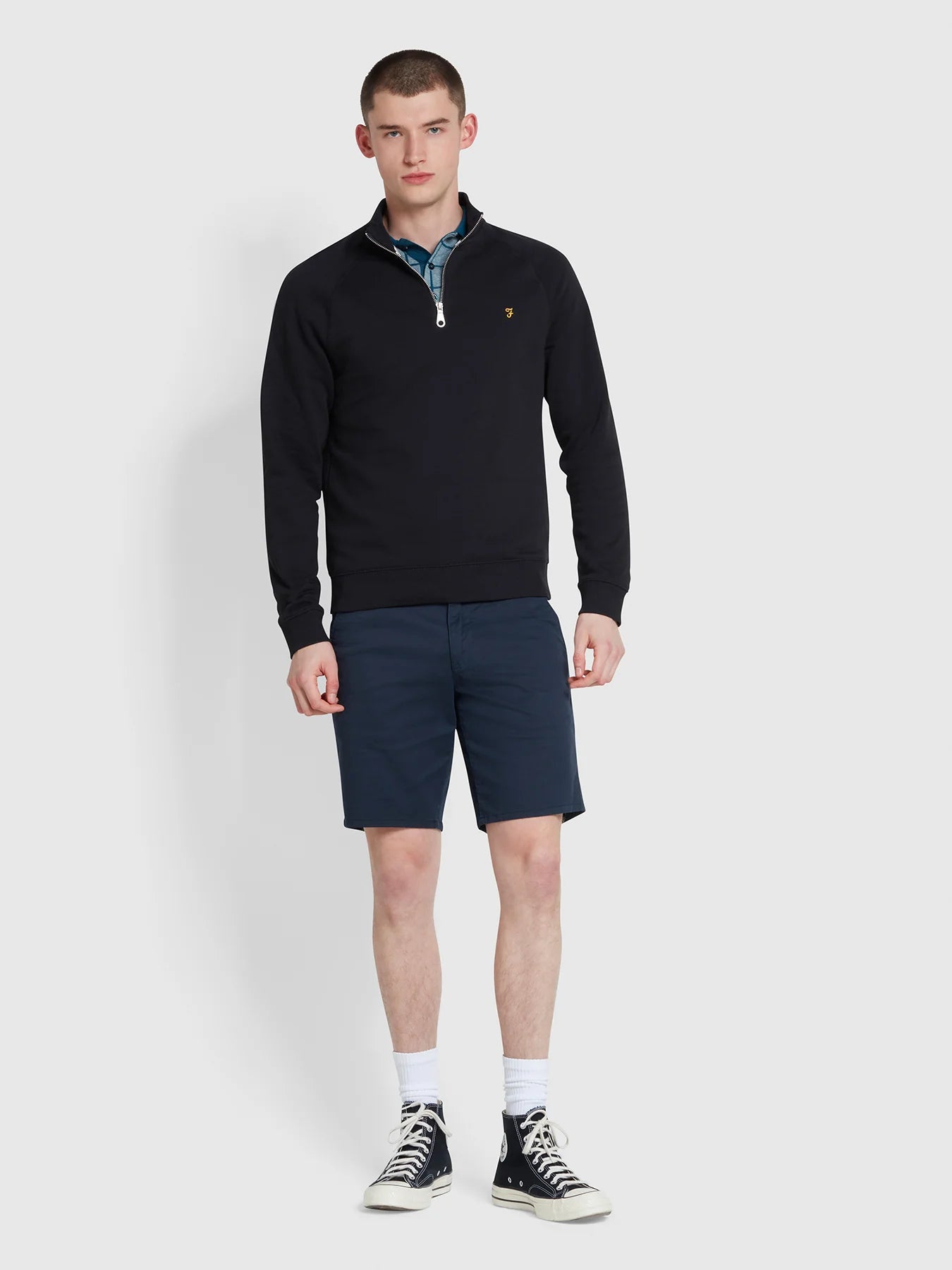 Farah Hawk Organic Cotton Chino Shorts - Navy