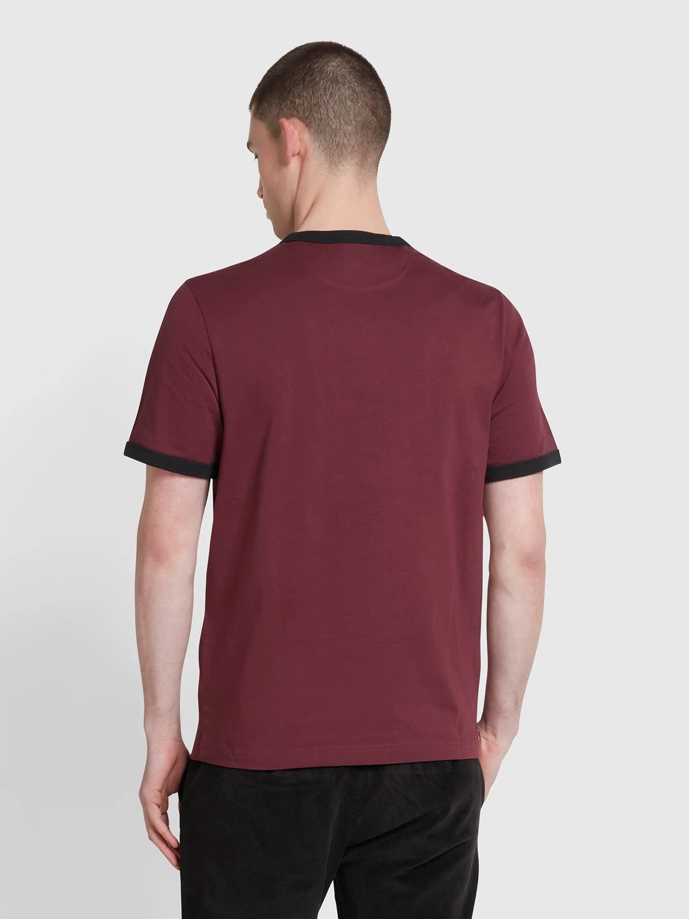 Groves Regular Fit Ringer T-Shirt - Burgundy