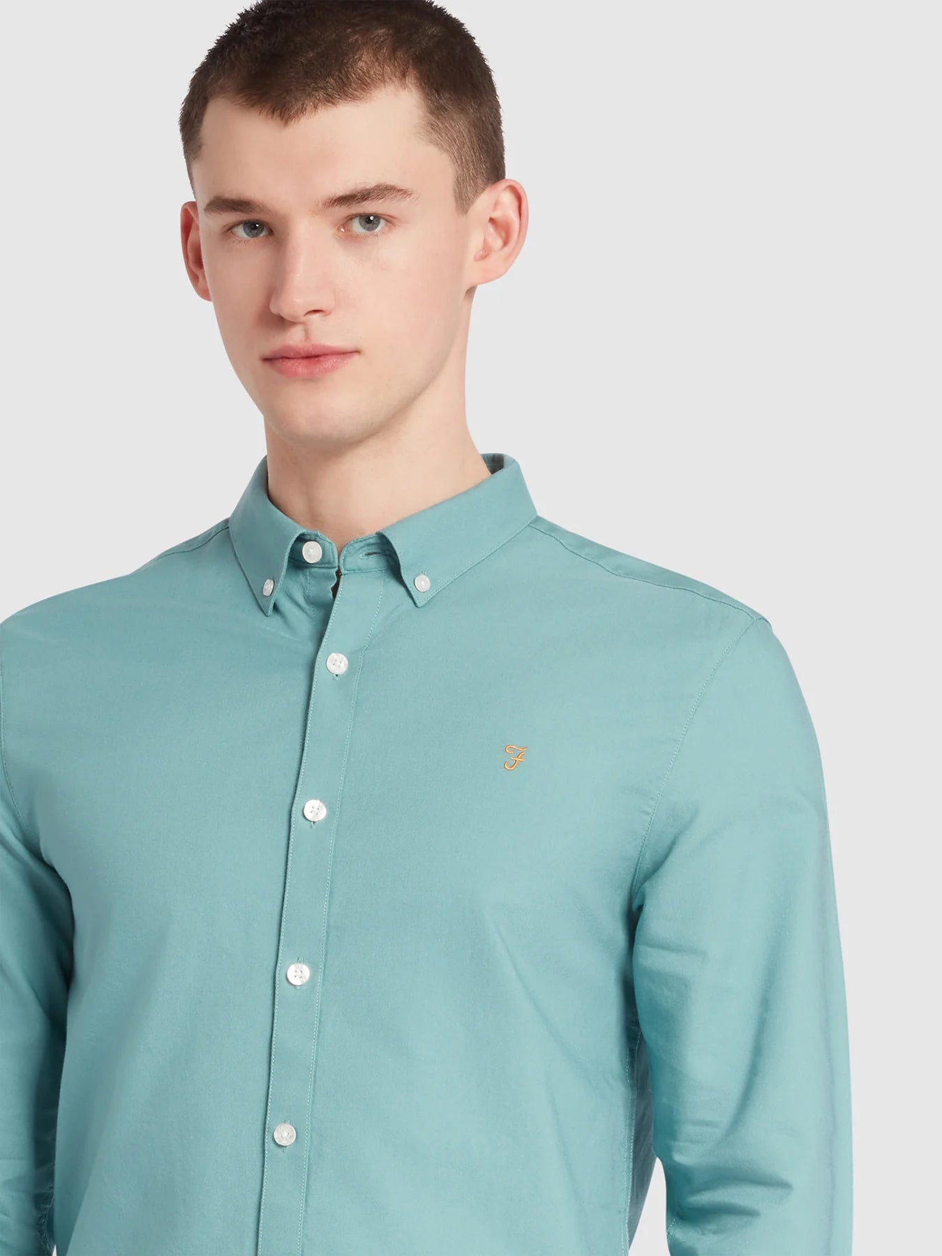 Brewer Slim Fit Organic  Long Sleeve Shirt - Brook Blue