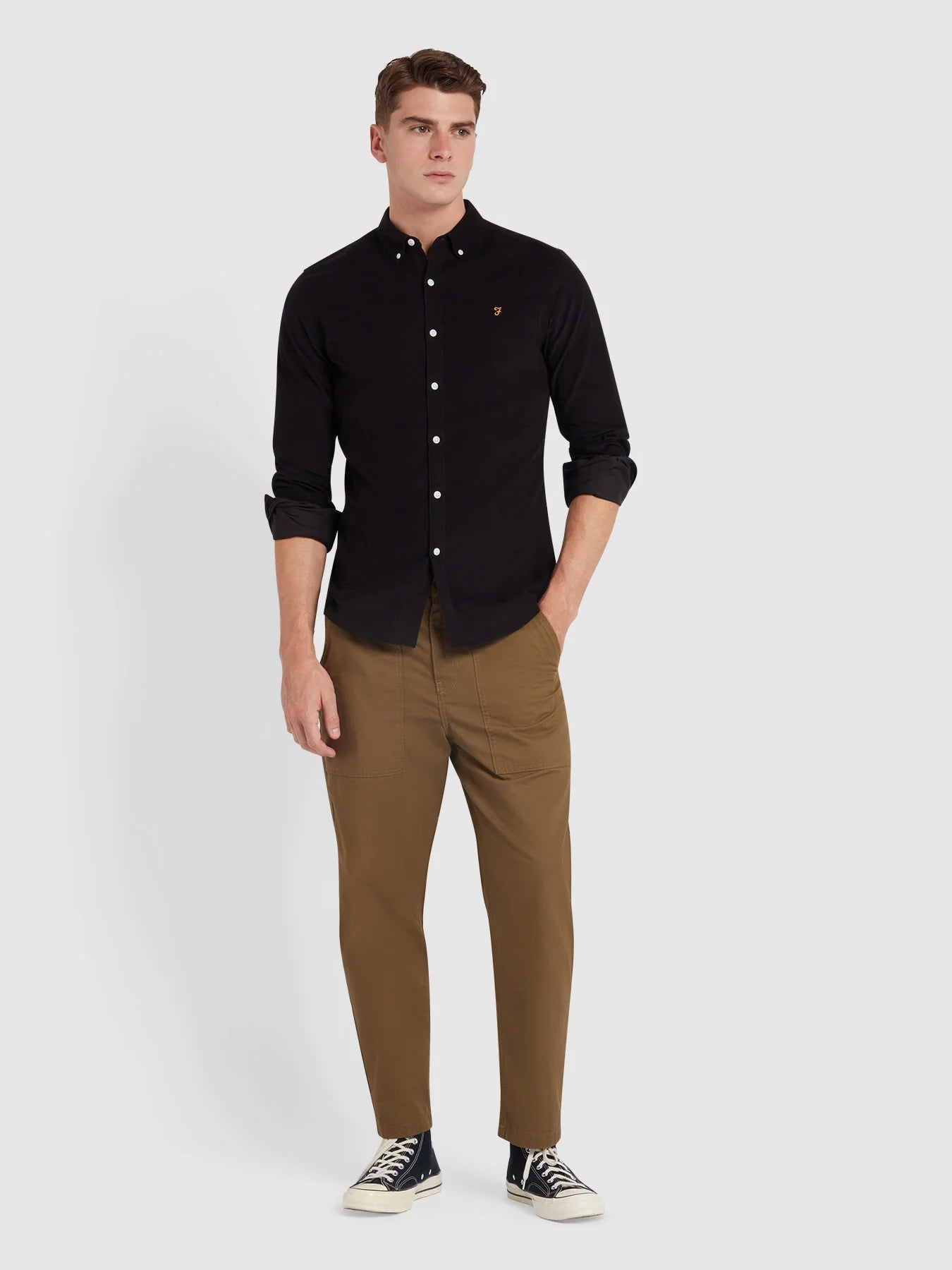 Fontella Slim Fit Corduroy Shirt - Black