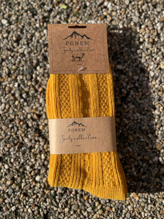 Fonem Women's Nordic Wool Socks - Mustard