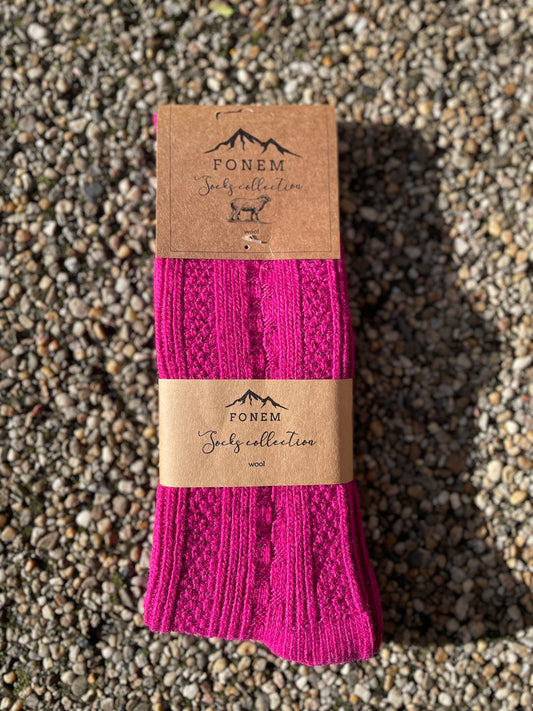 Fonem Women's Nordic Wool Socks - Fuschia