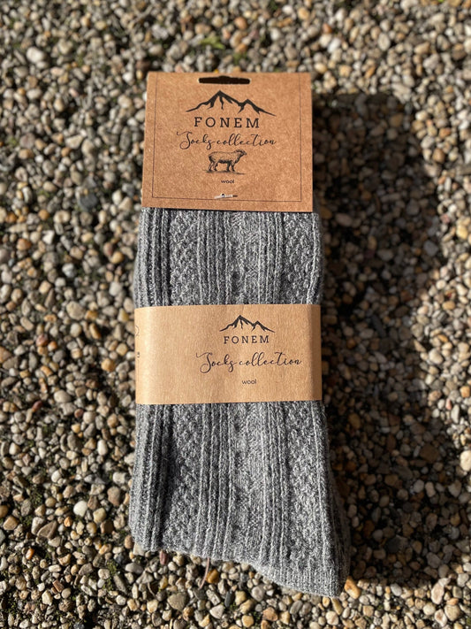 Fonem Men's Nordic Wool Socks - Grey Melange