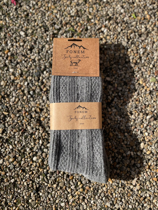 Fonem Women's Nordic Wool Socks - Melange Grey