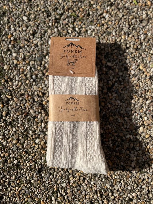 Fonem Women's Nordic Wool Socks - Oatmeal Beige