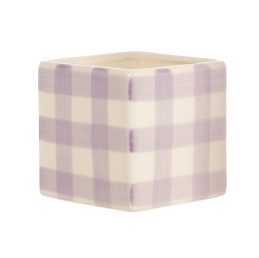 Gingham Lilac Planter