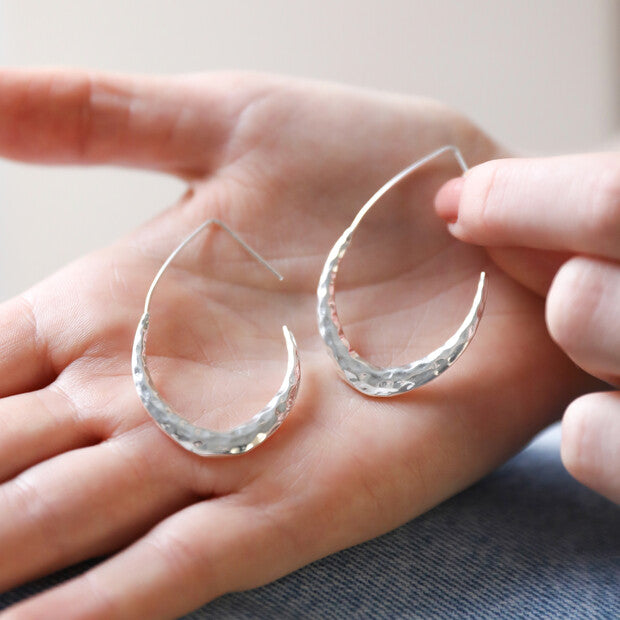 Lisa Angel Teardrop Hoop Earrings Silver