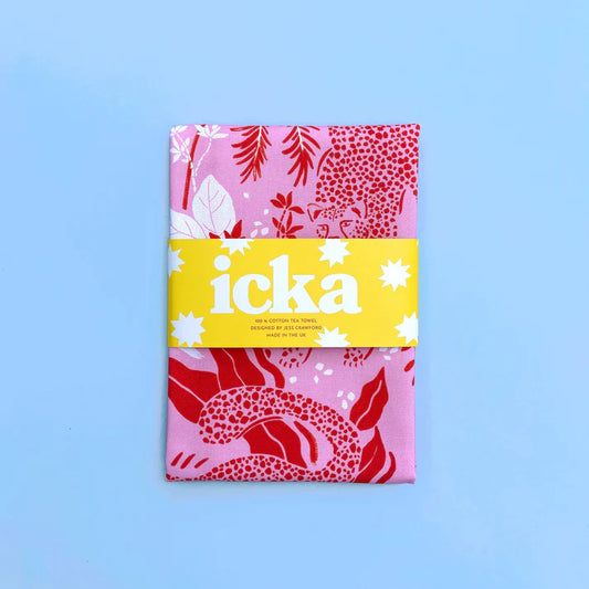 Icka Pink Jungle Tea Towel