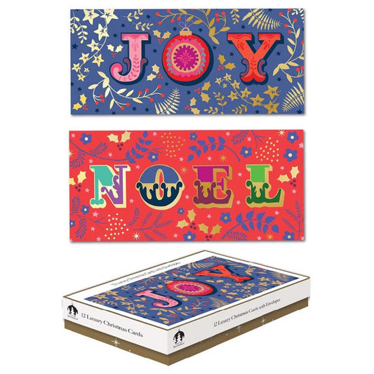 12 Luxury Christmas Cards - Joy & Noel