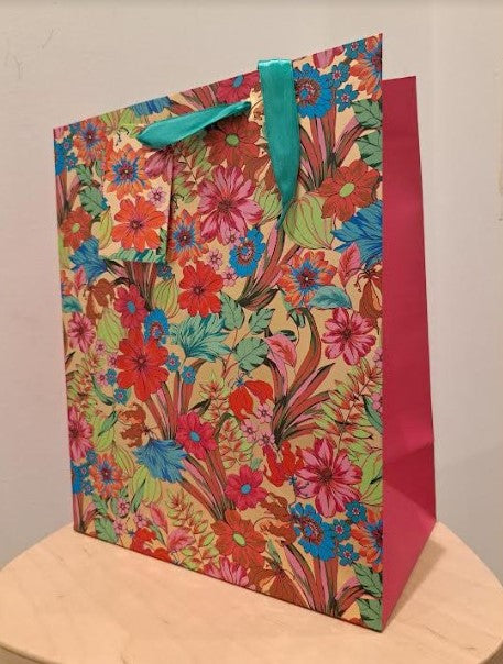 Gold Floral Gift Bag - Large