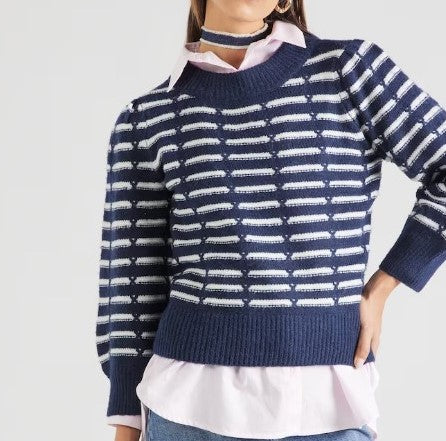 Vero Moda Leonor 3/4 Sleeve Pullover - Navy Stripe