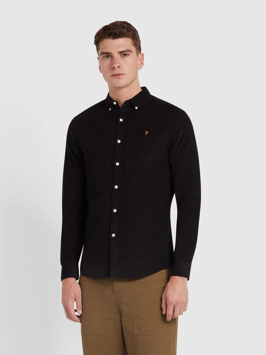 Fontella Slim Fit Corduroy Shirt - Black