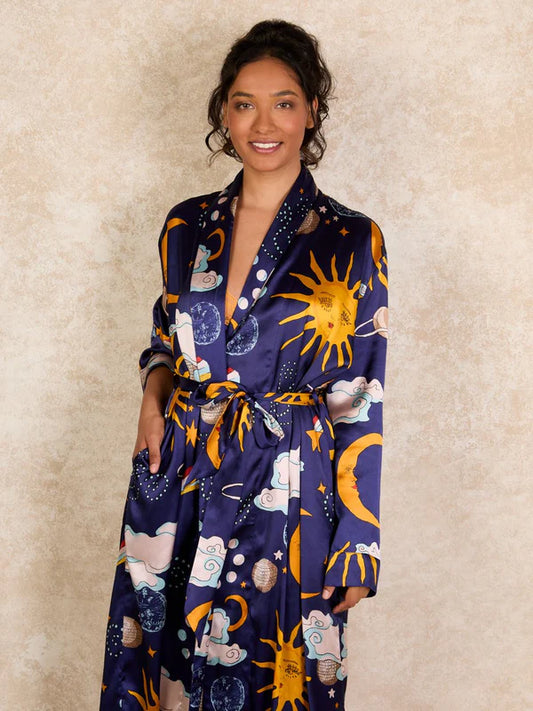 Their Nibs Women's Satin Kimono Robe - Disco Space