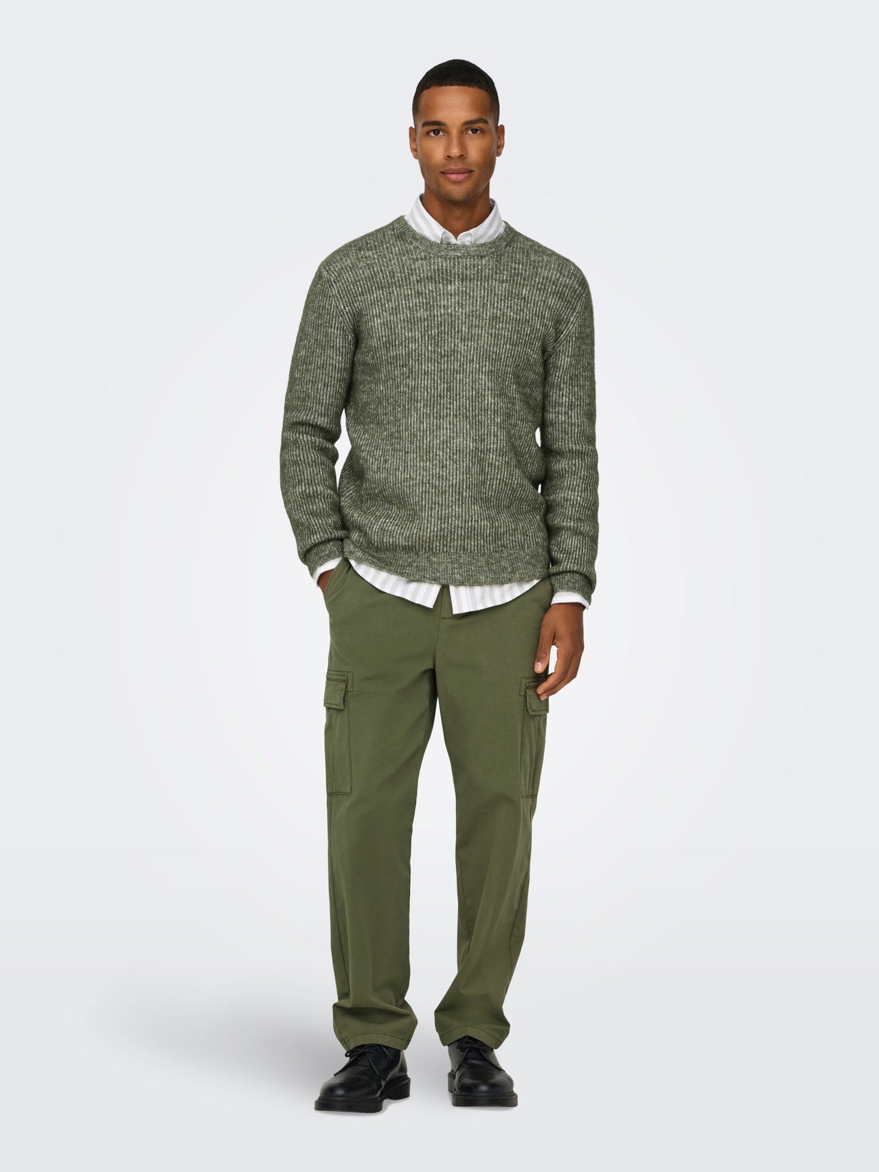 Only & Sons Tegan Wool Knit Jumper - Olive Green