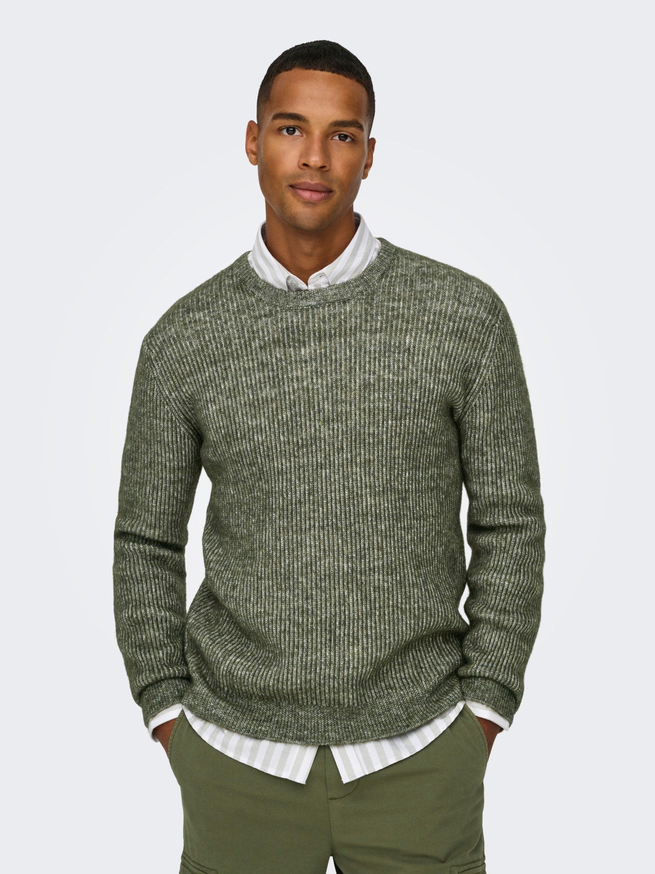 Only & Sons Tegan Wool Knit Jumper - Olive Green