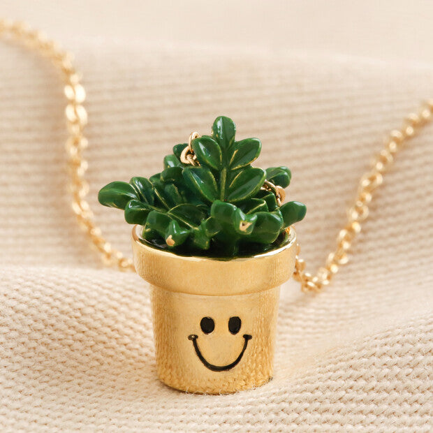 Lisa Angel Smiley Planter Pendant Necklace Gold