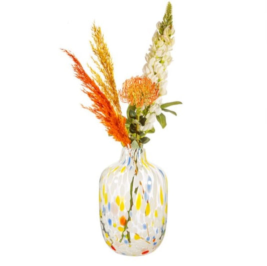 Large Speckled Glass Vase - Multicoloured