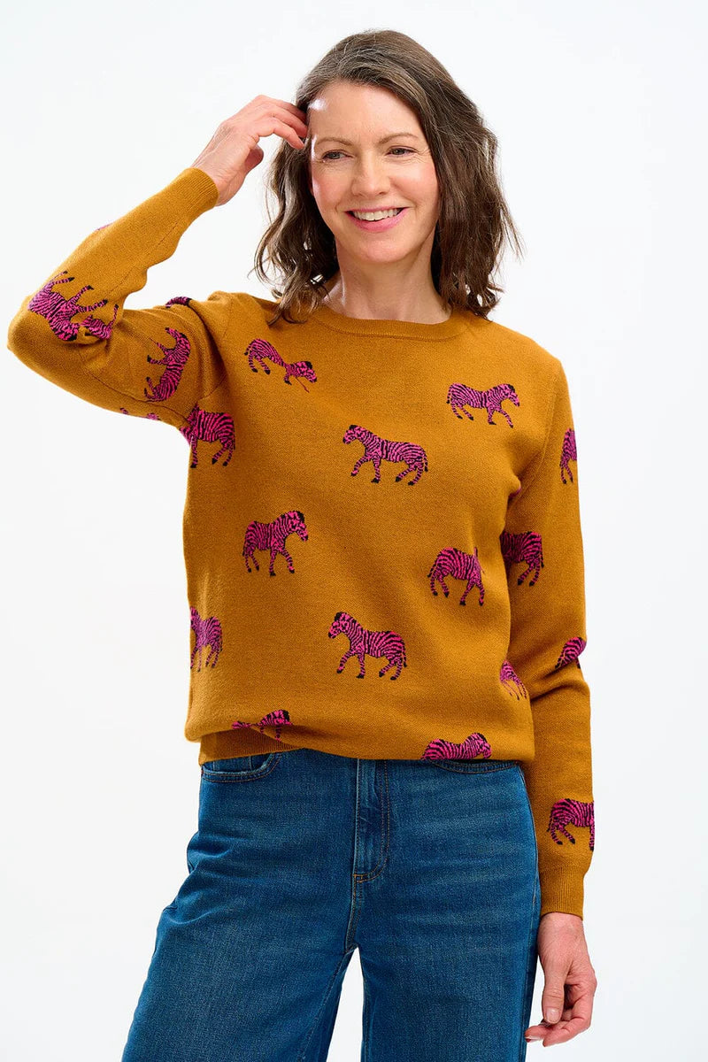 SugarHill Brighton Lizzie Jumper - Tobacco Pink Zebra