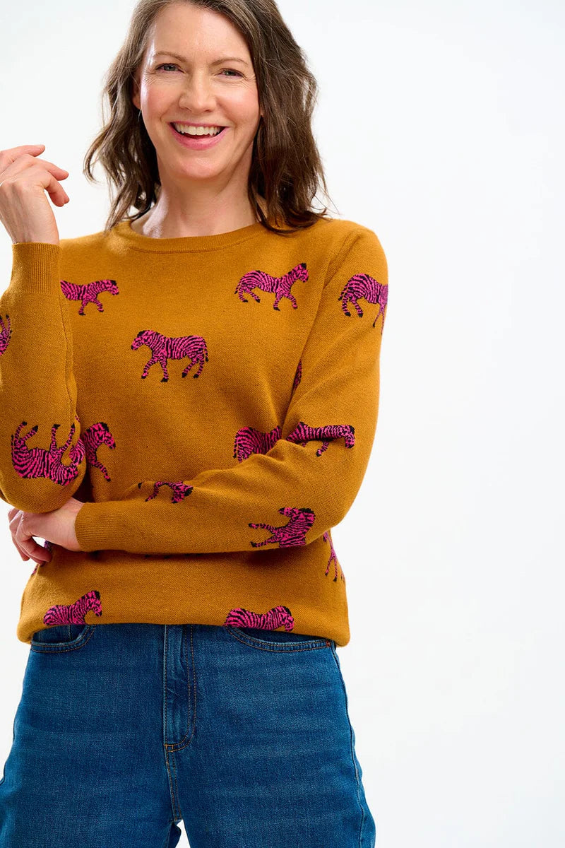 SugarHill Brighton Lizzie Jumper - Tobacco Pink Zebra