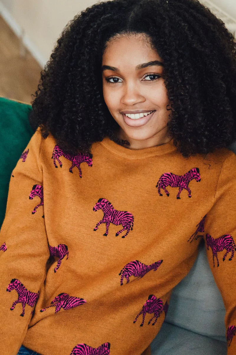 SugarHill Brighton Lizzie Jumper - Tobacco Pink Zebra