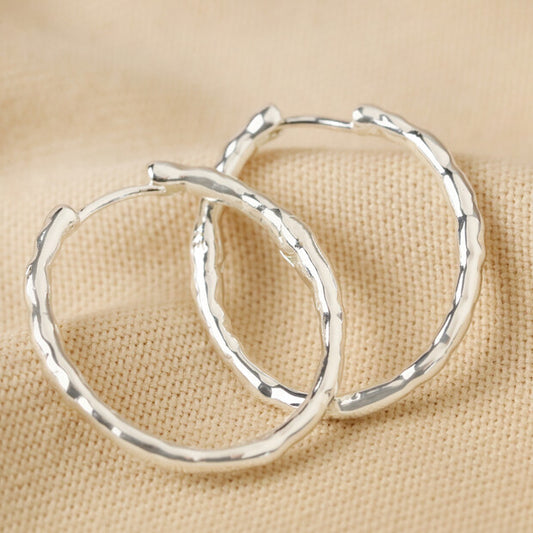 Lisa Angel Textured Hoop Earrings Silver