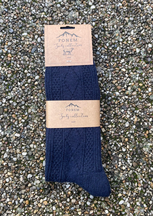 Fonem Men's Nordic Wool Socks - Navy