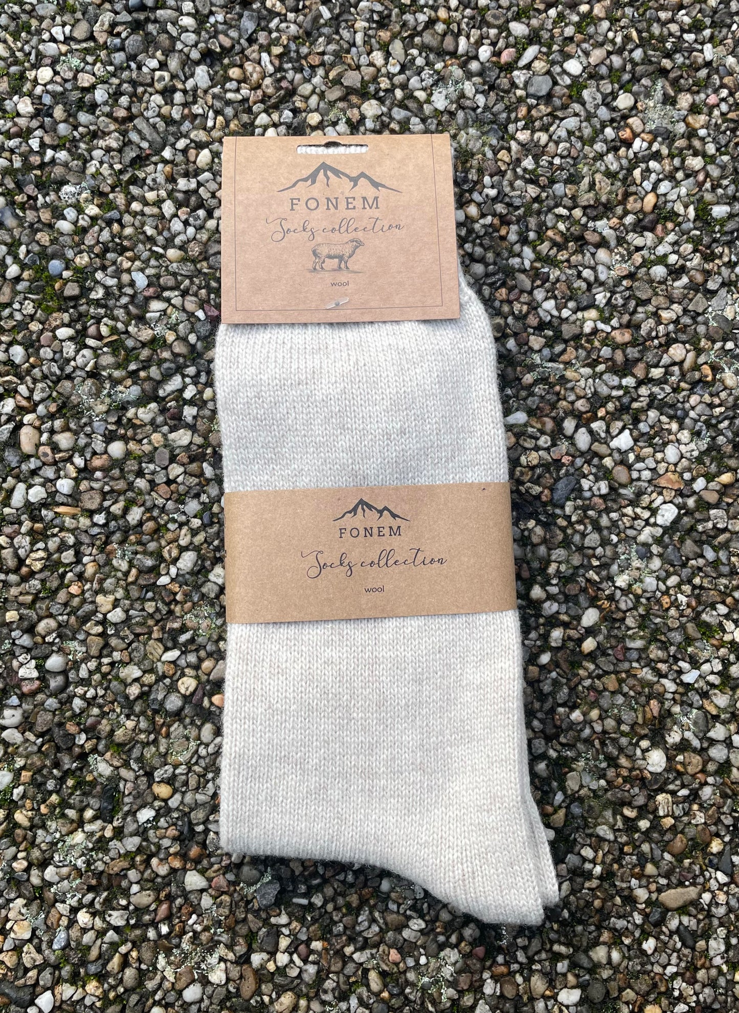 Fonem Men's Plain Wool Socks - Oatmeal Beige