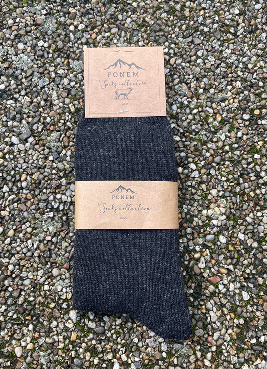 Fonem Men's Plain Wool Socks - Anthracite