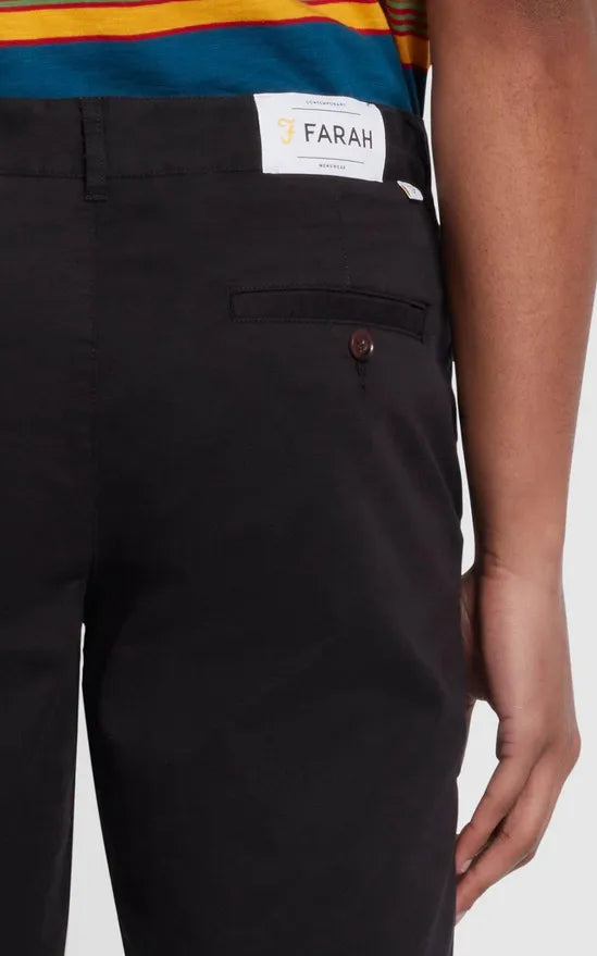 Farah Hawk Organic Cotton Chino Shorts - Black