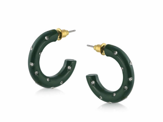 Nia Encrusted Hoop Green - Big Metal London