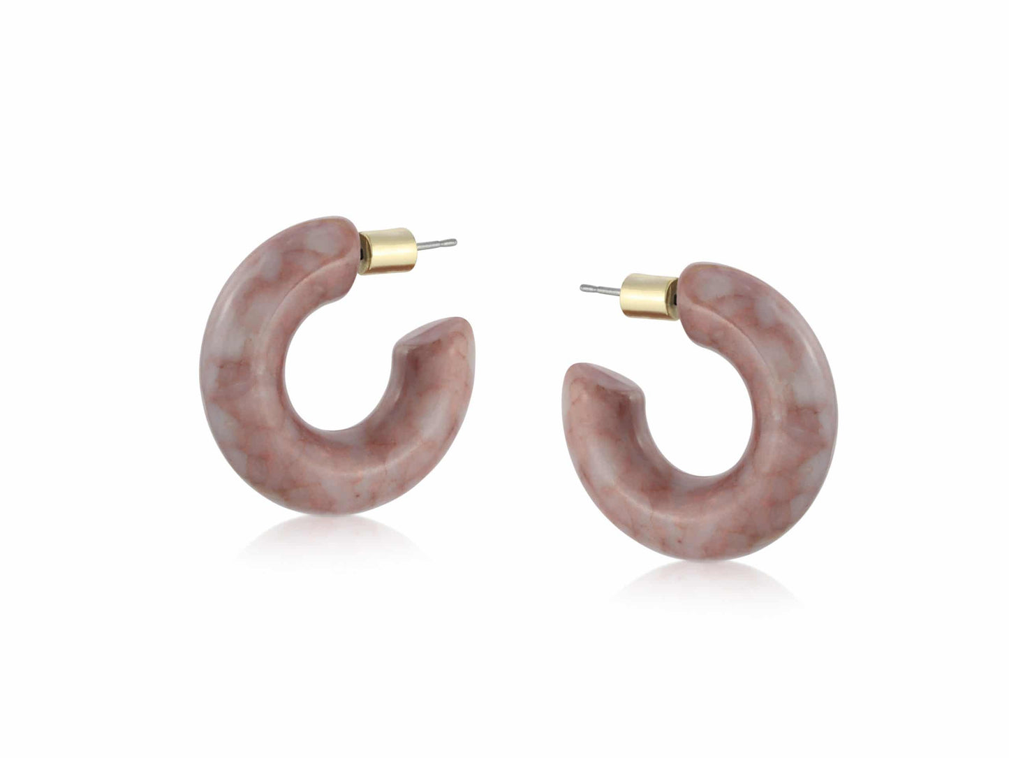 Maya Marbled Resin Hoop Earrings Pink - Big Metal London