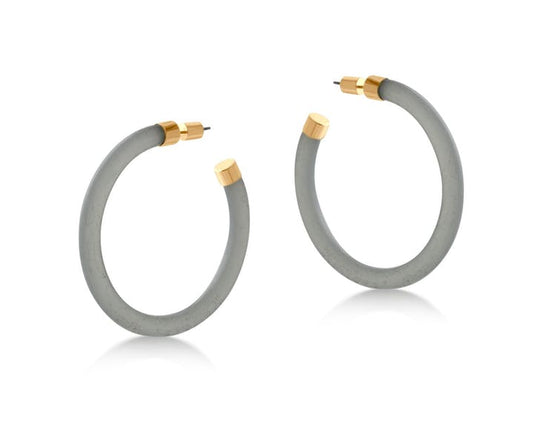 Elle Resin Metal Hoop Earrings Grey - Big Metal London