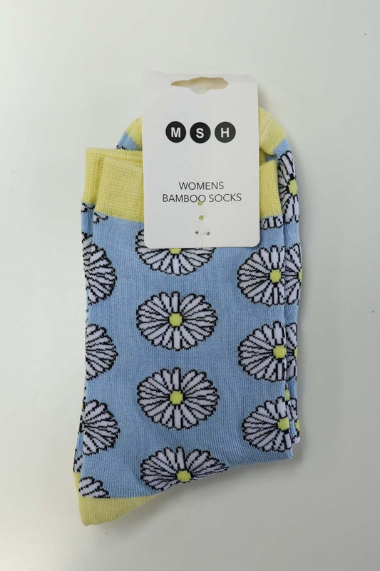 Women'sLight blue Daisy Polka Dot bamboo Socks