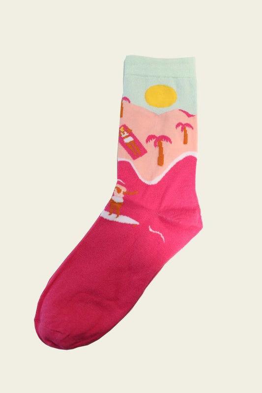 Women's Fuchsia Cool Surf Chic bamboo Socks