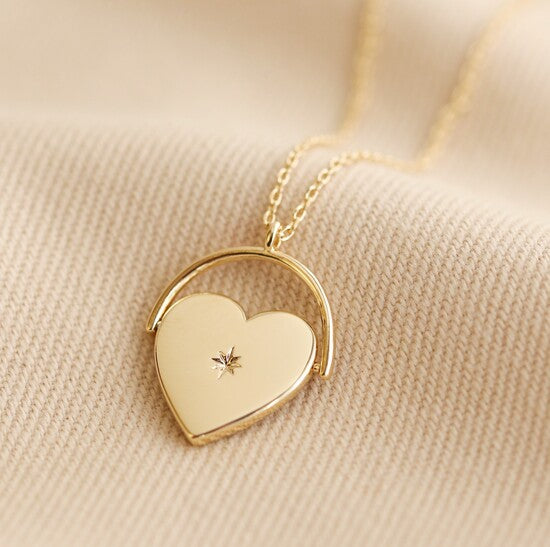 Lisa Angel Spinning Heart Necklace in Gold