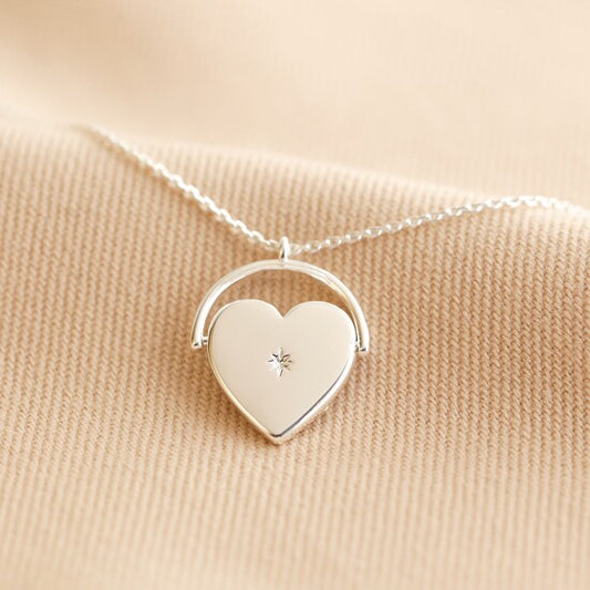 Lisa Angel Spinning Heart Necklace in Silver