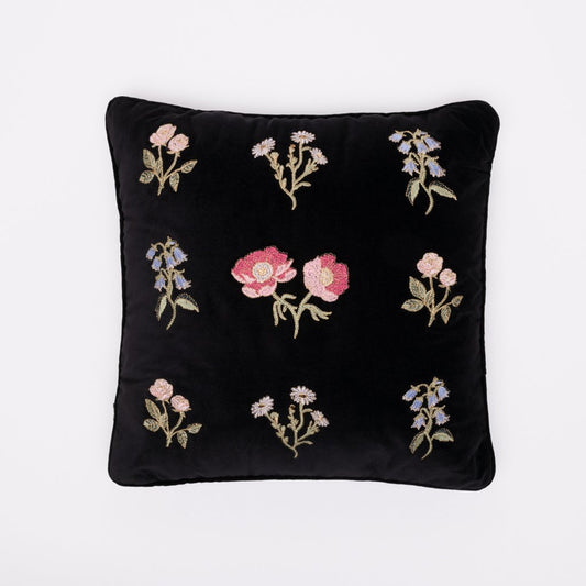 Elizabeth Scarlett British Blooms Black Velvet Cushion