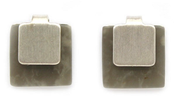 Lark Square Grey Studs - (Silver)