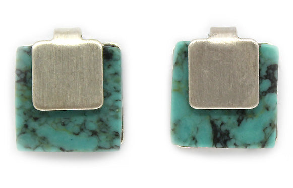 Lark Square Turquoise Studs - (Silver)