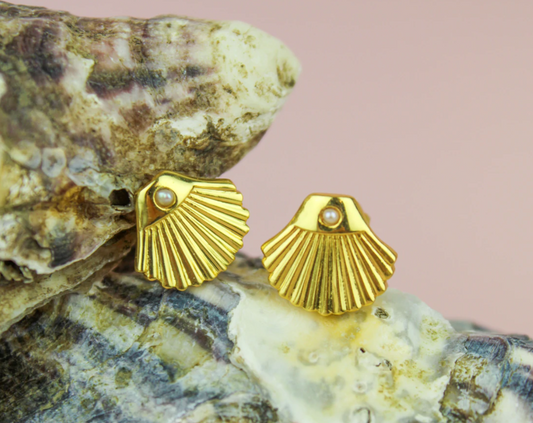 My Doris Art deco shell studs