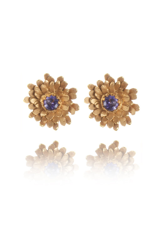 Amanda Coleman Dahlia Stud Earrings - Gold Lolite