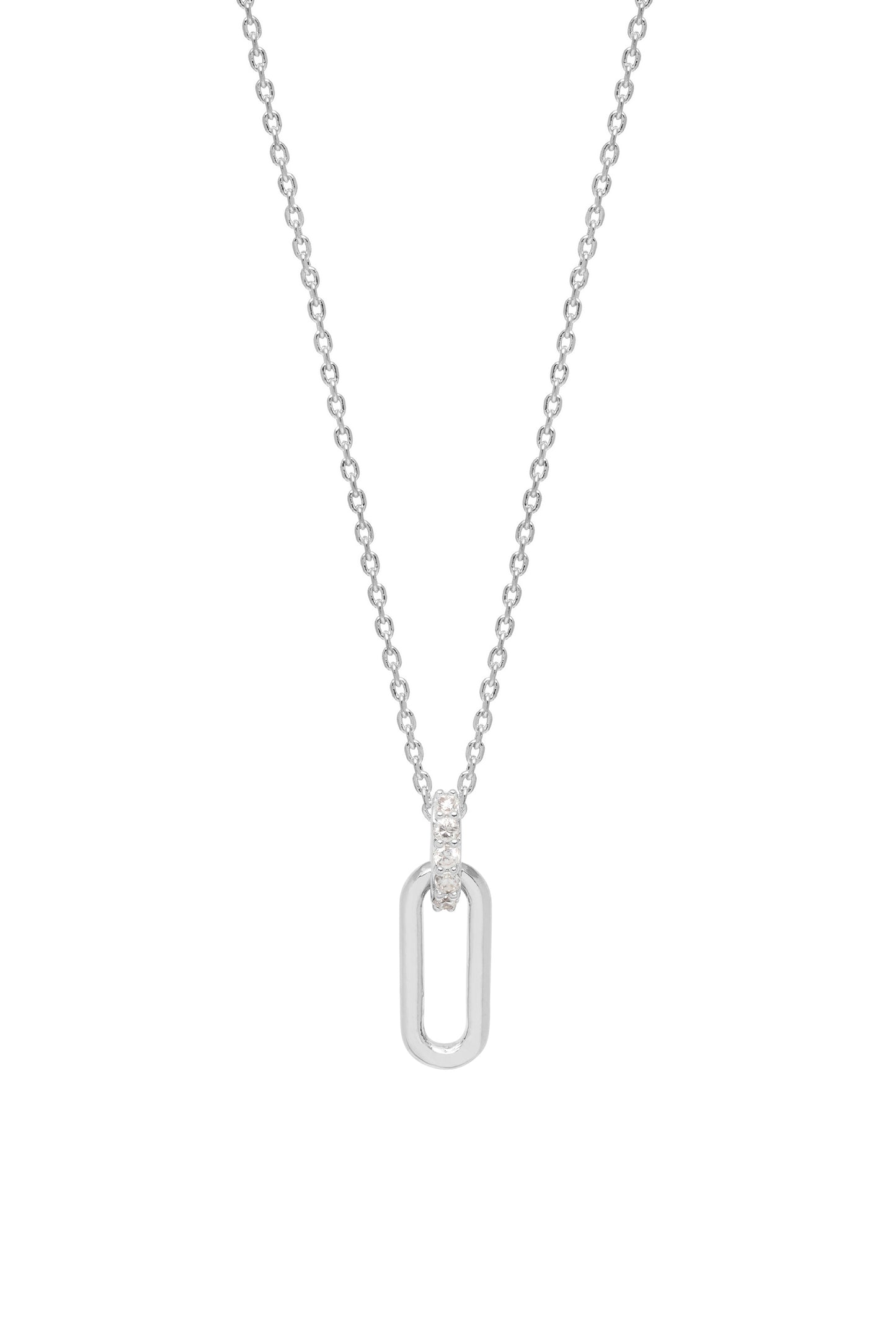 Estella Bartlett Elongated Link CZ Necklace - Silver Plated