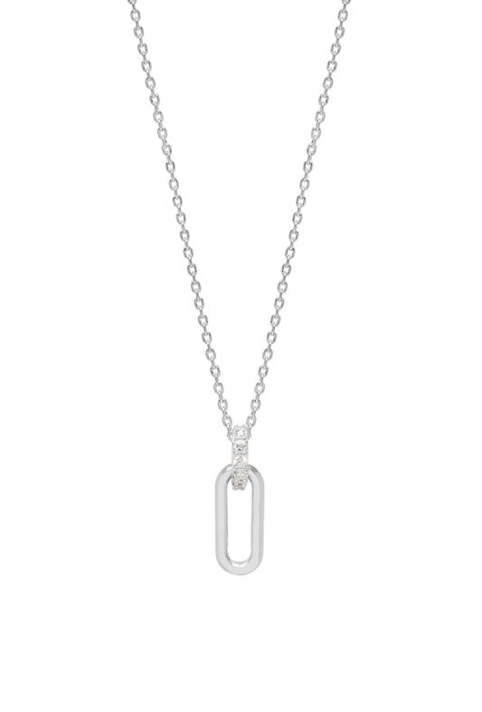 Estella Bartlett Elongated Link CZ Necklace - Silver Plated